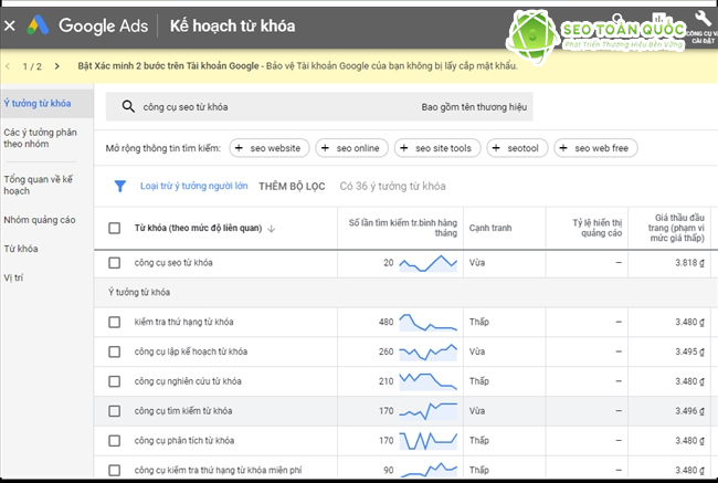 Keyword Planner: Công cụ phân tích từ khóa với Google Ads 