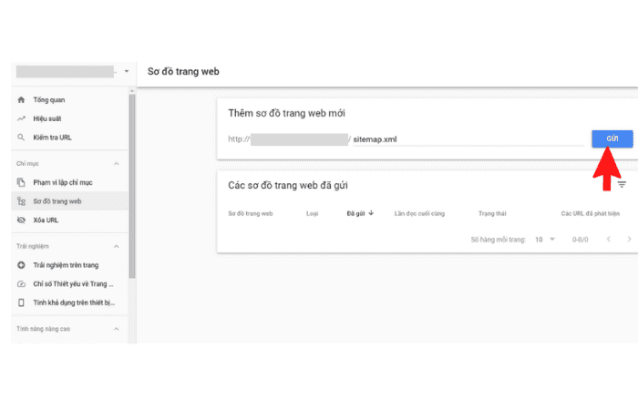 submit URL lên Google