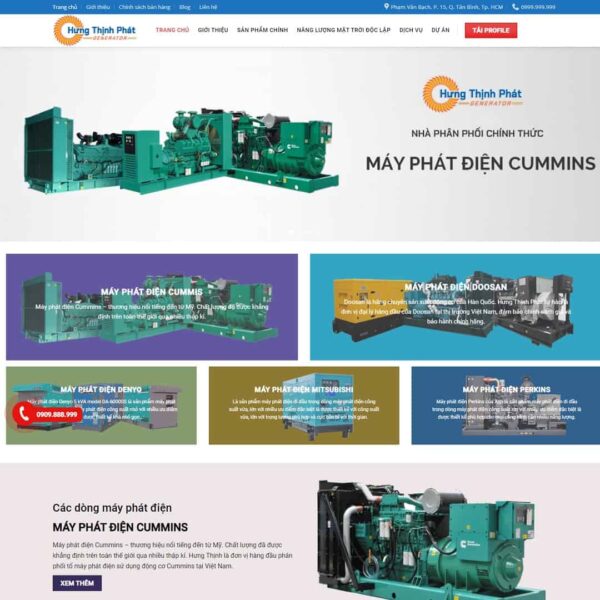 Theme WordPress cong ty cung cap may phat dien